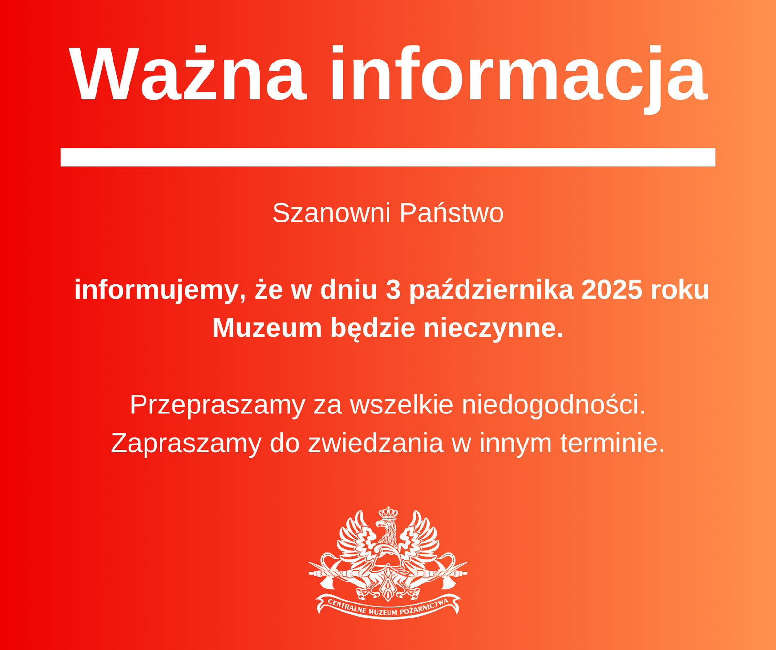 Muzeum nieczynne 30.05